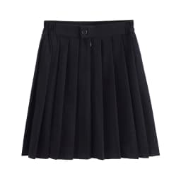 Black Midi Pleated Skirt Student Uniform Style JK Skirt Elastic Waist Polyester Fiber Casual Wear Summer Season