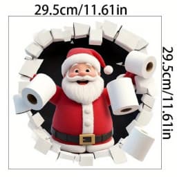 1pc Wall-Breaking Santa Creative Toilet Sticker Christmas Decoration Suitable for Bathroom and Bedroom Self-adhesive Decoration
