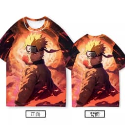 Bandai Anime Naruto Sasuke Naruto Kakashi Quick Drying Breathable and Comfortable Parent Child Short Sleeved T-shirt