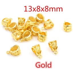 20pcs 3-Styles Beads Bails Pendants Jewelry Making DIY Necklace Silver Plated Gold Black Beads Bails Pendants Charm Beads Bails