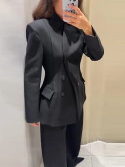 Casual Black Blazer Pants Set Women Full Sleeve Button Closed Waist Long Straight Solid Pant Sets Female 2026 Spring Lady Suits