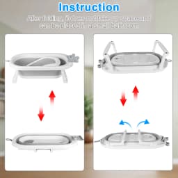 Foldable Bathtub Suitable for Babies 0-36 Months, Ergonomic and Space-Saving, with Water Thermometer, Seat, Bath Cap, 82 X 43 X 20 Cm, Grey, Bear/Crown/Rabbit/Leaf