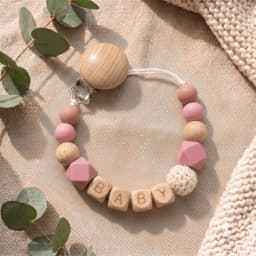 2026 Personalized Baby Pacifier Clip Custom Name Wooden Dummy Chain Silicone Teether Holder BPA Free Baby Shower Gift