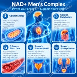 NAD+ Men’s Complex 1000mg Boost Stamina & Blood Flow with L-Arginine CoQ10 & Resveratrol Fight Fatigue Vegan Formula 60 Capsules