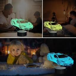 3D Racing Car Night Light LED Illusion Lamp with Remote Control 16 Colors Car Party Gifts Christmas Birthday for Kids Teens