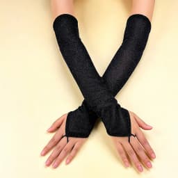 45cm Women Shiny Solid Hook Finger Gloves Opera Dance Party Stage Performance Nightclub Cosplay Eleagnt Breathable Thin