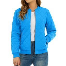TACVASEN Womens Diamond Quilted Bomber Jacket Ribbed Baseball Collar Zip Up Coat Windproof Lightweight Padded Casual Outerwear