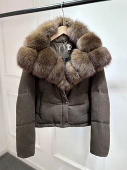 Janveny Luxury Winter 90% White Duck Down Wool Blends Jacket Women 2025 New Real Natural Fox Fur Thick Warm Puffer Down Coat