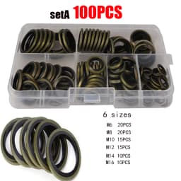 150/100pcs Bonded Seal Sealing Ring Assortment Kit Oil Drain Screw Combined Washer Seal Set M6 M8 M10 M12 M14 M16 M18 M20 M22