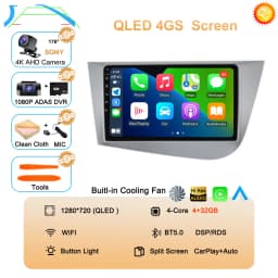 Car Radio Android 16 Navigation GPS Carplay For Seat Leon 2 MK2 2005-2012 Multimedia Video Player Stereo DSP 360 Camera Wifi 4G