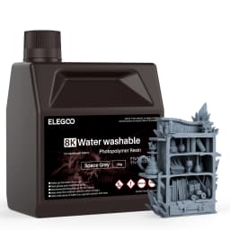 ELEGOO 8K 3D Printer Resin 405nm Water Washable Resin UV-Curing Resin Best for SATURN 2 8K 3D Printer Space Grey 1000g