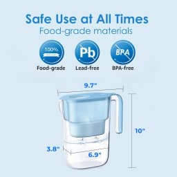 Waterdrop PT-05 Water Filter Pitcher, 7-Cup Capacity, NSF Certified, Pink | 5X Longer Filter Life, Up to 200 Gallons, for Fridge, Countertop, and Gift Giving, Reduces PFOA/PFOS, Chlorine