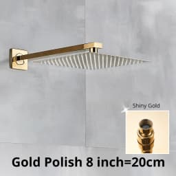 Rainfall Shower Head 8"/10"/12" Square Bathroom Ultrathin Rain Top Shower Head with Shower Arm Faucet Accessories Wall Mounted