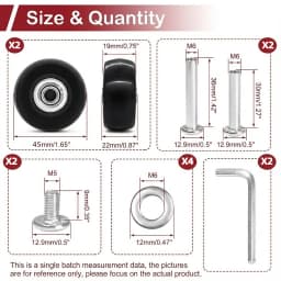 Luggage Wheels Replacement Black Rubber Universal Casters Fix Noisy Broken Suitcase Spinner Repair Parts Kit for Travel DIY User