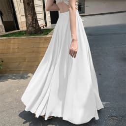 2025 New Women's Chiffon A-Line Maxi Skirt: High Waist Flowy Hem with Elegant Drape & Wide Silhouette