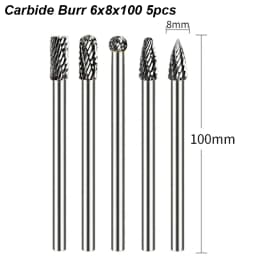 Carbide Burr 6x8m 100mm Extra Long 1/4 Shank Carve Grinde Abrasive Tool Rotary Cut Rasp File Milling Cutter Drill Wood Metal