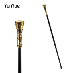 Gold Black Stripes Round Metals Walking Cane Gentleman Collections Fashion Elegant Walking Stick Photography Props Party Sceptre