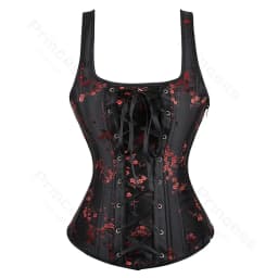Women Corset with Straps Black Overbust Corset Plus Size Floral Jacquard Corset Zipper Top Gothic Steampunk Corset Bustier