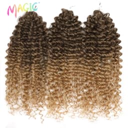 Magic 24 Inch Brown Blonde Deep Wave Synthetic Hair Bundles High Temperature Fiber Crochet Braiding Hair Extensions For Women