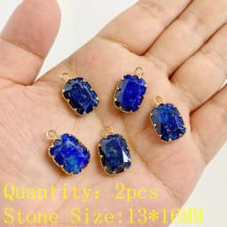 2PCS Natural Blue Lapis Lazuli Stone Gem Pendant Connector Charm For DIY Woman Men Jewelry Making Accessory Wholesale