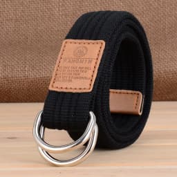 New Unisex Canvas Belt Double Ring Buckle Belts Men Women's Casual Business Cowboy Pants Belt