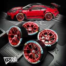 Kicarmod 1/64 Resin "Dove" Center Lock Racing Model Wheels 10.8mm with Rubber Tires & Dynamic Bearings for MINIGT 911 R8