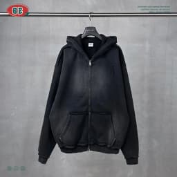 Men's Zip Up Hoodies Y2k Distressed Washed Oversize Cardigan Hoodie Plus Plush Tie-dye Fraying Hooded Sweatshirt Autumn Winter