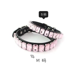 Bling Rhinestone Dog Collars Pet PU Leather Glass Crystal Diamond Puppy Pet Collar Pink Blue Collars Leashes for Dog Accessories