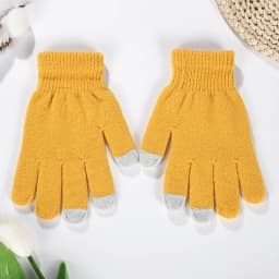 Autumn And Winter Men's Women's Touch Screen Cold-proof Warm Finger Gloves Korean Version All-match Cycling Knitted Wool Gloves