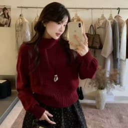 Korean Solid Color Warm Women's Sweater with Scarf Autumn Winter Soft Comfort Pullover Female Lazy Style Round Neck Knitwear