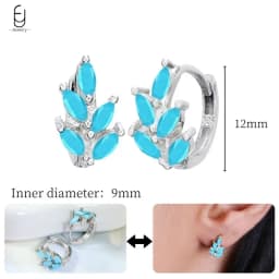 925 Sterling Silver Needle Exquisite Turquoise Silver Earrings for Women Blue Crystal Geometry Pendant Earrings Luxury Jewelry