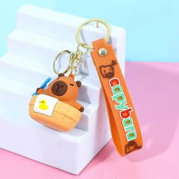 Capybara Keychain PVC Soft Key Accessories Cute Party Gifts for Christmas for Boys and Girls Key Buckles Metal