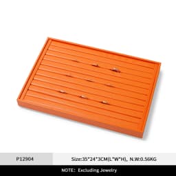 Oirlv New Luxury Orange Leather Stackable Jewelry Tray Jewelry Drawer Organizer Trays Rings Earrings Storage Display Props