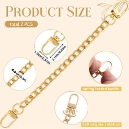 2Pcs Bag Extender Chain Gold Purse Chain Short Purse Strap Flat Handbag Replacement Extender Strap Short Bag Chains