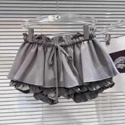 DEAT 2026 Spring New Sweet Temperament Ruched Ruffle Waist Tie Skirt For Women Elastic Waist Flower Bud Short Skirts 11A08273