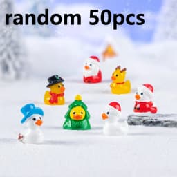 Mini Christmas Yellow Duck Resin Figurines DIY Micro Landscape Accessories Mini Car Dashboard Decor Ornaments