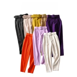 Spring Women's Slimming Versatile Belted Trousers Asymmetric Commute Sle High Waist Long Pants Casual Pants