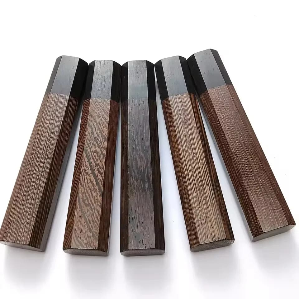 1piece Japanese Style Octagonal Handle for Kitchen Knife Handle,Wenge Wood + Ebony Wood Knife Handle, Fish Raw Knife Handle