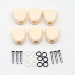 6pcs Wooden Folk Electric Guitar Tuners Handle Button Head Hat Handle Plastic Trapezoid Hand Cream Color