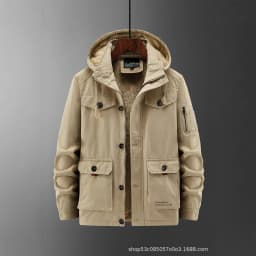 Winter Cotton-padded Men's Tooling Jacket Medium And Long Men's Large-size Coat Warm And Thicker