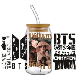 Korean Popular Music Group UV DTF Bottle Stickers Glasses Cup Transfer Stickers DIY Stationery Computer Waterproof Sticker