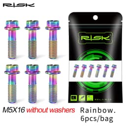 6pcs/bag RISK Bike Stem Bolts Bicycle Handlebar Fixing Screws Titanium Alloy M5x16 M5x18 M5X20 Hex Socket Head