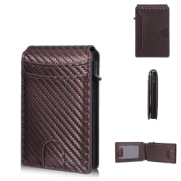 New RFID Men Card Wallets High Quality Carbon Fiber Magnetic Card Bag Photo Holder Male Pop-up Card Clips