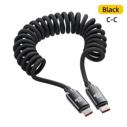NNBILI 120W Fast Charging Type-C Cables A-C and C-C Retractable Coiled Charger Wire Sturdy Nylon Braided Cord for IPhone Samsun