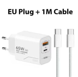 GaN Fast Charging 65W USB Type C Charger EU KR US PD 3.0 Quick Charge Wall For Phone Adapter For iPhone 15 Xiaomi Huawei Samsung