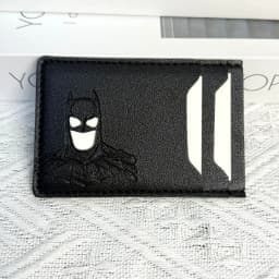 Personalized Leather ID Card Holder with Superhero Mask Design Great Gift Option Travel Wallet ID Card Holder