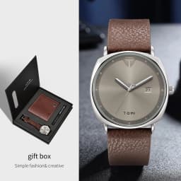 TOMI 3PCS Simple Business Men Watch Wallet Gift Box Set High Quality Classic Versatile Men Quartz Watch Clock Gifts Reloj