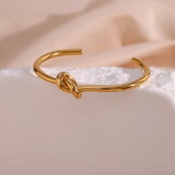 E.B.belle Minimalist 18K Gold Plated Knot Cuff Bangle Bracelets For Women Stainless Steel Waterproof Jewelry For Female