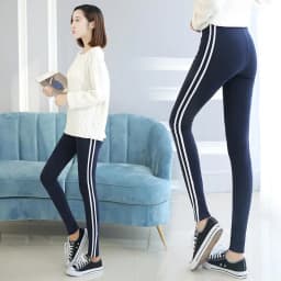 2026 95% Cotton Super Soft Side Striped Women Leggings Sports Outer Wear Pants Korean Fashionable Match High Quality Comfortable