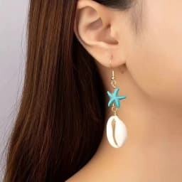 2PCSFashion Delicate Gold Plated Lrregular Back Earrings Heavy Design High Quality Cream Flower Earrings, The Best Family Gift F